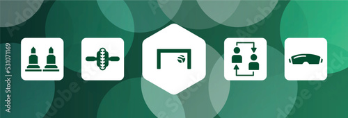 paintball filled icon set isolated on abstract background. glyph icons such as munition, electric unicycle, football goal, substitution, goggle vector. can be used for web and mobile.