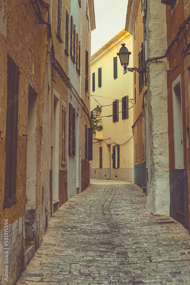 Back streets of Cuitadella in Menorca, Spain