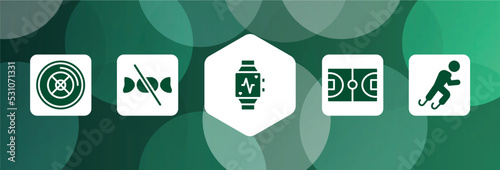sports filled icon set isolated on abstract background. glyph icons such as weight plates, no sweets, pulsometer, basketball field, paralympics vector. can be used for web and mobile.