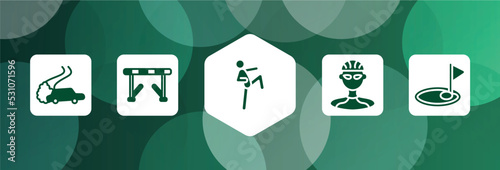 golf filled icon set isolated on abstract background. glyph icons such as drifting, hurdle, ritual, cyclist, birdie vector. can be used for web and mobile.