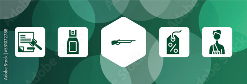 law and justice filled icon set isolated on abstract background. glyph icons such as legal paper, pepper spray, shotgun, bargain, accident and injuries vector. can be used for web and mobile.