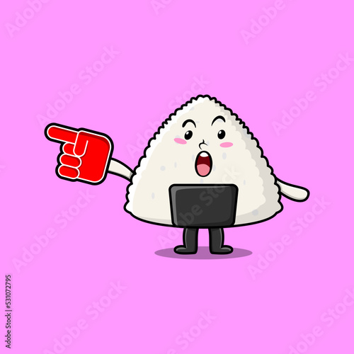 Cute Cartoon Rice japanese sushi with foam finger glove in modern design 