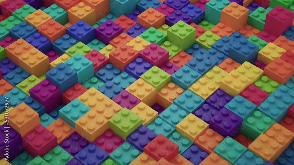 4k Colorful bricks geometric background, modern animation, motion design 3d render looping animation