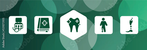 medicine filled icon set isolated on abstract background. glyph icons such as dialysis, medicine book, orthodontic, prosthetic, prothesis vector. can be used for web and mobile.