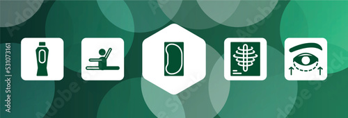 plastic surgery filled icon set isolated on abstract background. glyph icons such as baby powder, stretch, bedpan, x rays, eyelid vector. can be used for web and mobile.