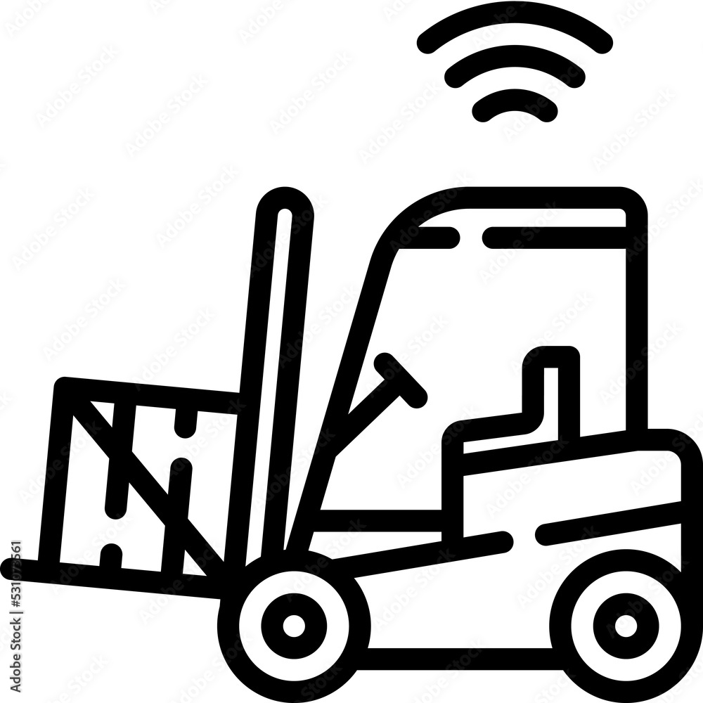 Driverless forklift icon. Outline design. Driverless forklift icon. Outline design.