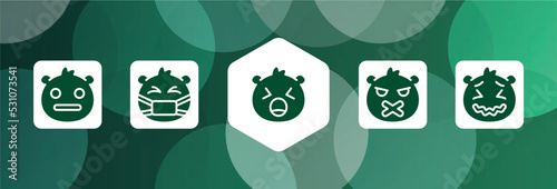 emoji filled icon set isolated on abstract background. glyph icons such as expressionless emoji, sick emoji, yelling silent stress vector. can be used for web and mobile.