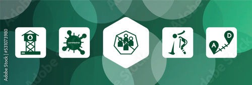 filled icon set isolated on abstract background. glyph icons such as reservoir, coronavirus, avoid crowds, vomit, long distance vector. can be used for web and mobile.