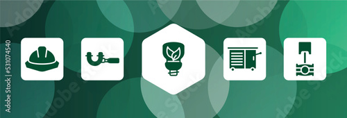 car repair filled icon set isolated on abstract background. glyph icons such as utensils, micrometer, ecologic light bulb, vise, piston vector. can be used for web and mobile.