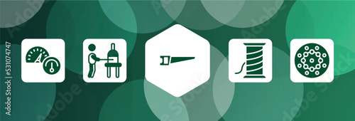handcraft filled icon set isolated on abstract background. glyph icons such as oil gauge, glassblowing, hacksaw, copper wire, beadwork vector. can be used for web and mobile.