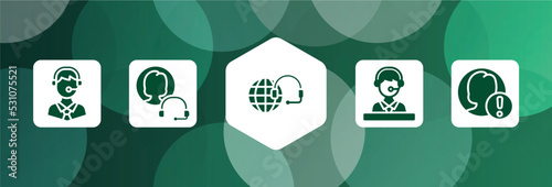 support filled icon set isolated on abstract background. glyph icons such as call centre, end user issue, technical support, technical support with star, end user problem vector. can be used for web