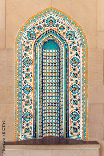 Fototapeta Naklejka Na Ścianę i Meble -  Details of Muscat mosque Sheikh Qaboos Oman