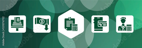 business filled icon set isolated on abstract background. glyph icons such as on, reduction, estimate, on, accountant vector. can be used for web and mobile.