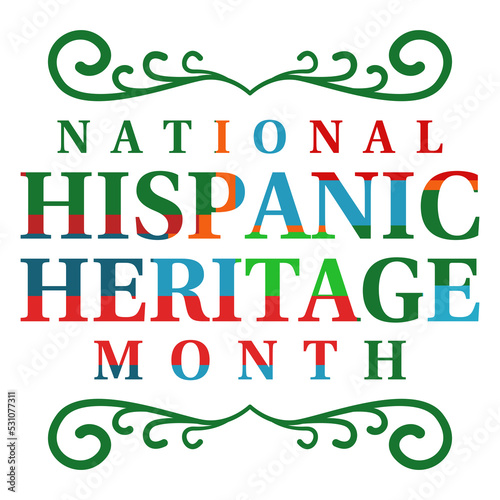Hispanic heritage month. Isolated header design element for promotional banner, Floral frame decoration.