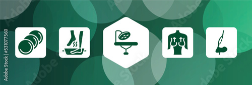 plastic surgery filled icon set isolated on abstract background. glyph icons such as cotton discs, soak, operating table, mastopexy, rhinoplasty vector. can be used for web and mobile.