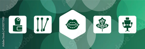 hairdressing and esthetics filled icon set isolated on abstract background. glyph icons such as cuticle, cotton buds, lip augmentation, oak, hairdresser chair vector. can be used for web and mobile.