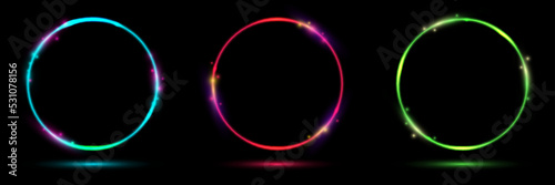 Set of glowing neon color c...