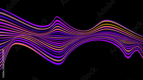 Abstract neon color optical wave lines art pattern design elements on black background
