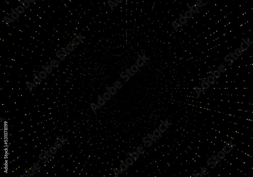 Abstract golden glitter radial texture isolated on black background