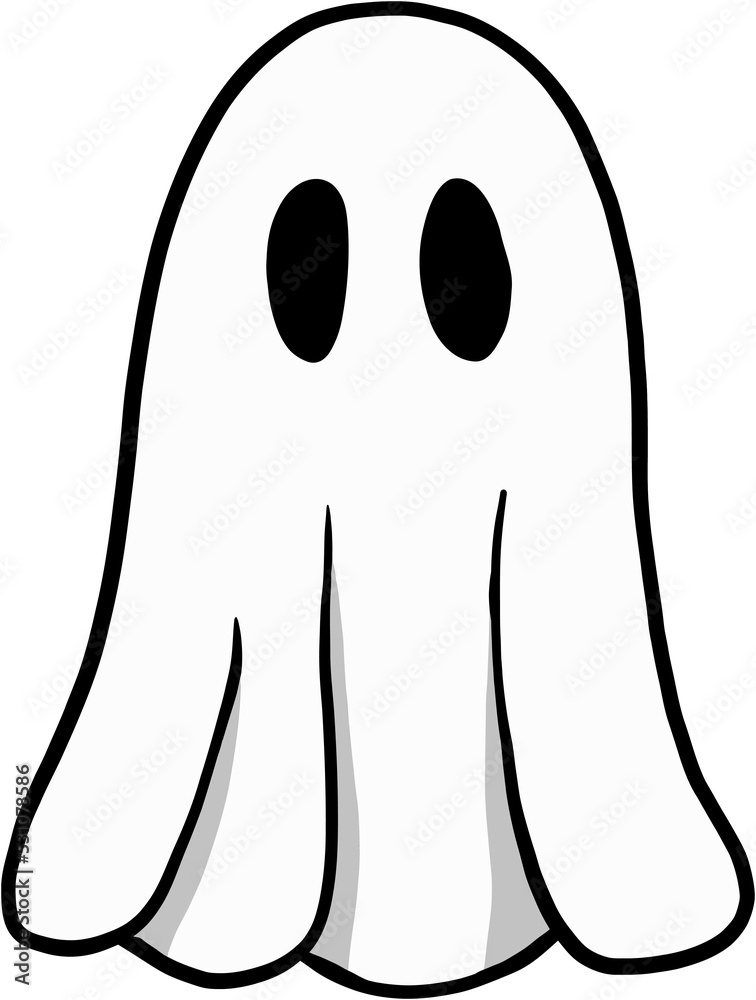 simplicity halloween ghost freehand drawing flat design.