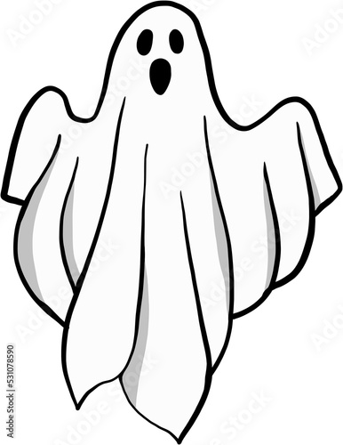 simplicity halloween ghost freehand drawing flat design. photo