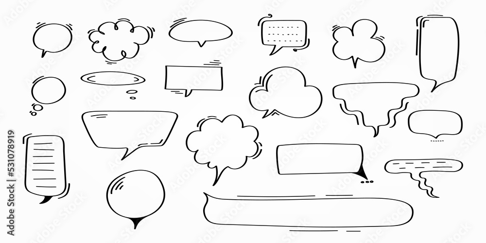 Obraz premium Hand drawn speech bubbles over white illustration