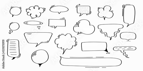 Hand drawn speech bubbles over white illustration