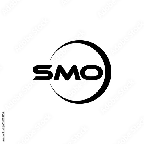 SMO letter logo design with white background in illustrator, cube logo, vector logo, modern alphabet font overlap style. calligraphy designs for logo, Poster, Invitation, etc.