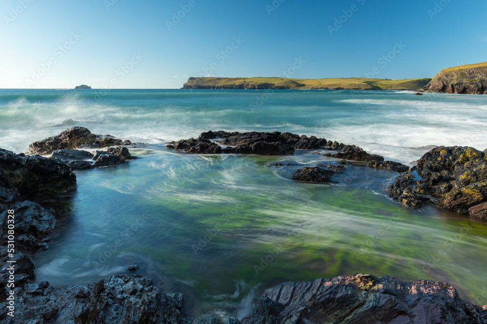 View towards Pentire Head from Greenaway Beach, Trebetherick, Cornwall, England View towards Pentire Head from Greenaway Beach, Trebetherick, Cornwall, England