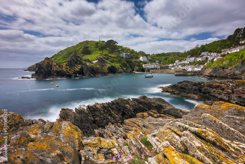 Beautiful Cornish fishing village of Polperro, nestled between the cliffs on the South coast of Cornwall, England