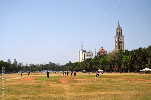 At least five cricket matches being played on the Azad Maidan, formerly known as Bombay Gymkhana Maidan in the city centre, Mumbai, India photo