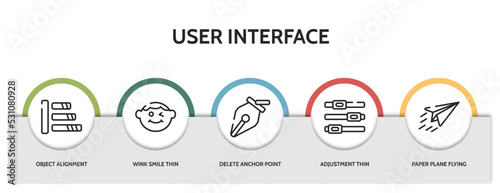 Foto set of 5 thin line user interface icons with infographic template