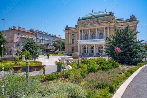 View of Theatre Park and Croatian National Theatre, Rijeka, Kvarner Bay, Croatia photo