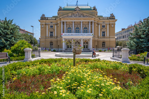 View of Theatre Park and Croatian National Theatre, Rijeka, Kvarner Bay, Croatia photo