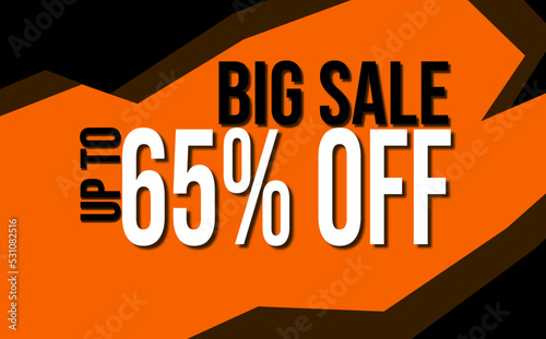 Banner Big Sale, up to 65% off. Business - Commercial - Outlet - Shop - Promo