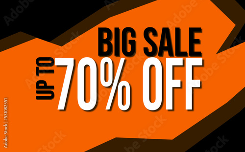 Banner Big Sale, up to 70% off. Business - Commercial - Outlet - Shop - Promo