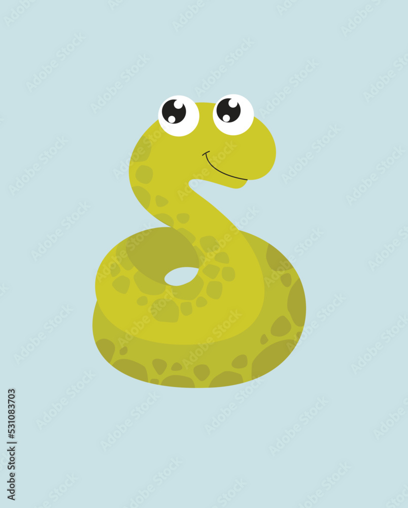 Cute vector snake. Little cartoon snake. Jungle animal. Dangerous wild animal. Cartoon character. Cute vector snake. Little cartoon snake. Jungle animal. Dangerous wild animal. Cartoon character.