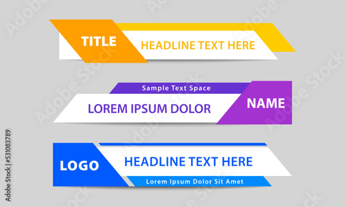 Geometric lower third banner template design. Colorful lower third bar set vector. Simple, clean style template