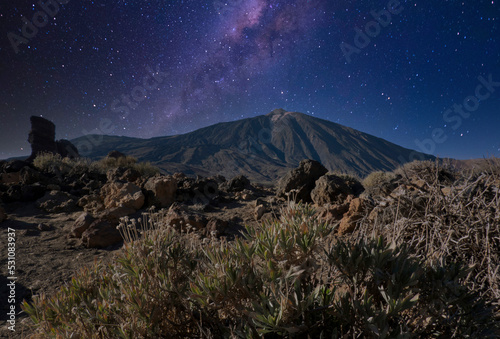 Milky Way over Mount Teide, Mount Teide National Park, UNESCO World Heritage Site, Tenerife, Canary Islands, Spain, Atlantic photo