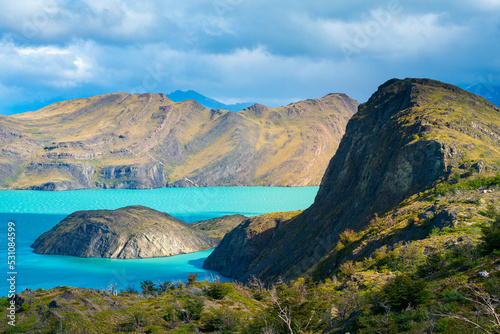 Mountains around Nordenskjold lake, Torres del Paine National Park, Patagonia, Chile, South America photo