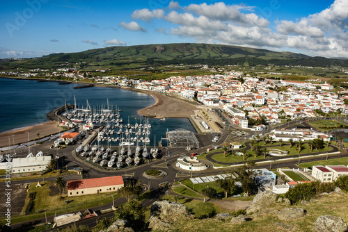 Serro do Cume shield volcano, and city of Praia da Vitoria, Terceira island, Azores, Portugal, Atlantic photo