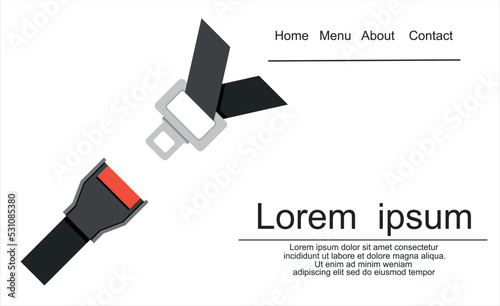 Seat Belt icon isolated on white background. Safety of movement on car, airplane. Vector illustration flat design. Protection driver and passengers.