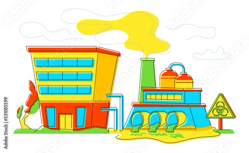 Biohazardous factory production - modern flat design style illustration