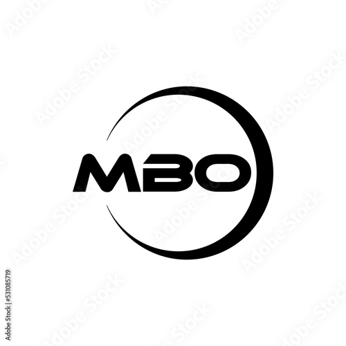 MBO letter logo design with white background in illustrator, cube logo, vector logo, modern alphabet font overlap style. calligraphy designs for logo, Poster, Invitation, etc. photo