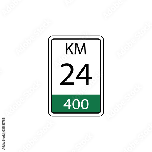 A vector in the form of a symbol or icon in the form of a kilometer traffic sign