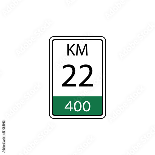 A vector in the form of a symbol or icon in the form of a kilometer traffic sign