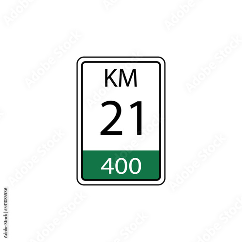 A vector in the form of a symbol or icon in the form of a kilometer traffic sign