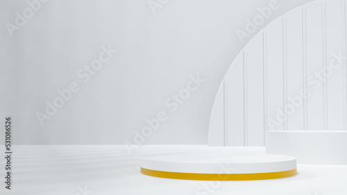 3d rendering background.  White podium for showing cosmetic product display in the minimal style scene.