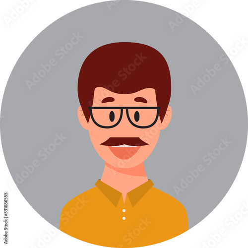 Avatar icon, guy flat style. Vector graphics eps 10.