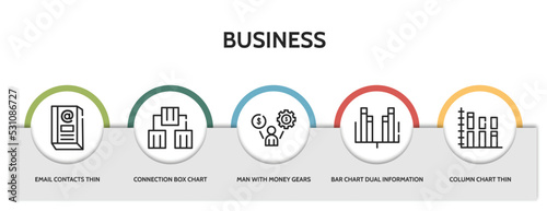 Foto set of 5 thin line business icons with infographic template